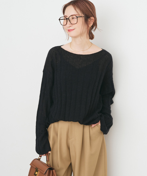 Spick & Span（スピックアンドスパン）の「ワイドリブボードネックプルオーバー（ニット/セーター・レディース・ブラック/カーキ・FREE）」の18枚目の写真