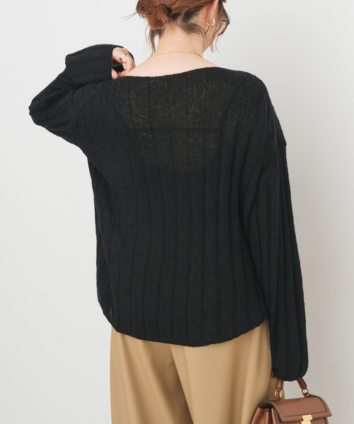 Spick & Span（スピックアンドスパン）の「ワイドリブボードネックプルオーバー（ニット/セーター・レディース・ブラック/カーキ・FREE）」の12枚目の写真