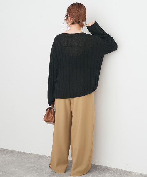 Spick & Span（スピックアンドスパン）の「ワイドリブボードネックプルオーバー（ニット/セーター・レディース・ブラック/カーキ・FREE）」の9枚目の写真