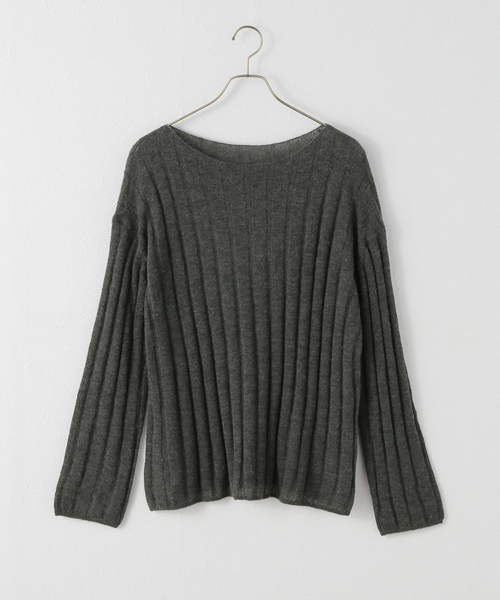 Spick & Span（スピックアンドスパン）の「ワイドリブボードネックプルオーバー（ニット/セーター・レディース・ブラック/カーキ・FREE）」の22枚目の写真