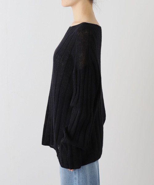 Spick & Span（スピックアンドスパン）の「ワイドリブボードネックプルオーバー（ニット/セーター・レディース・ブラック/カーキ・FREE）」の4枚目の写真