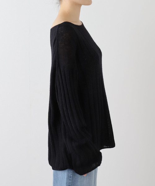 Spick & Span（スピックアンドスパン）の「ワイドリブボードネックプルオーバー（ニット/セーター・レディース・ブラック/カーキ・FREE）」の8枚目の写真