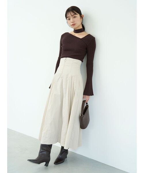 LAGUNAMOON（ラグナムーン）の「フロントZIPコルセットデザインフレアスカート（スカート・レディース・アイボリー/ブラック・SMALL/MEDIUM）」の3枚目の写真