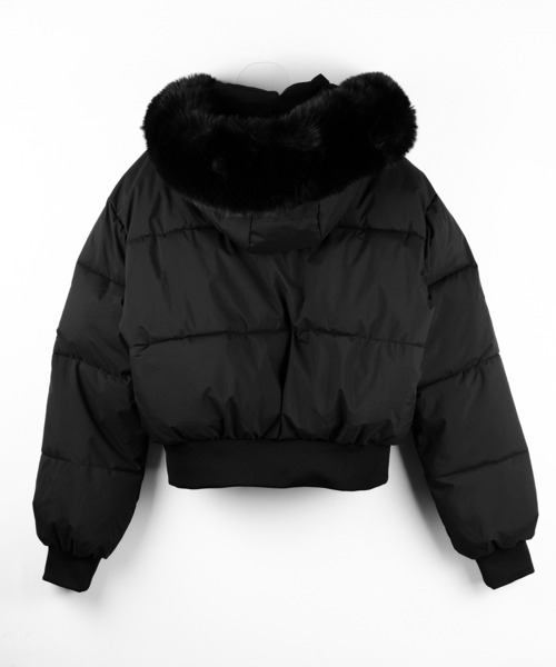 フード取り外し可能2WAY 】フェイクファーフードショートダウン