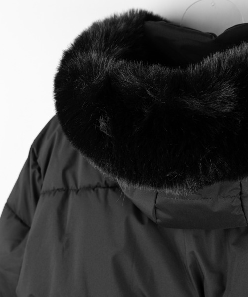 フード取り外し可能2WAY 】フェイクファーフードショートダウン