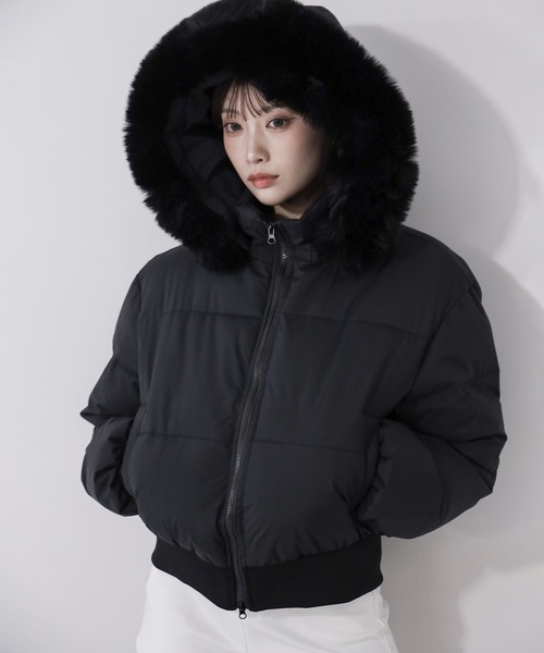 me+em select（ミームセレクト）の「【 フード取り外し可能２ＷＡＹ 】フェイクファーフードショートダウンジャケット ／ 2WAY fake fur hoodie short down jacket（ダウンジャケット/コート・レディース・ブラック/ホワイト/アイボリー・FREE）」の14枚目の写真