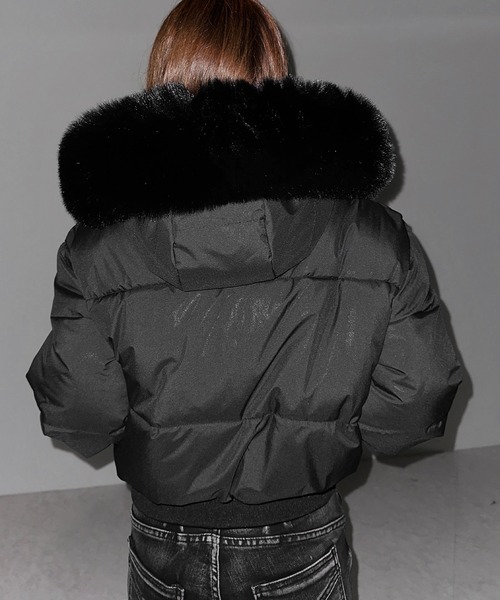 フード取り外し可能2WAY 】フェイクファーフードショートダウン