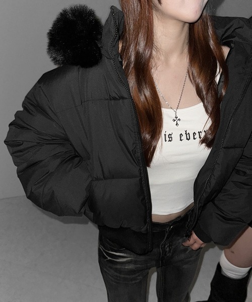 フード取り外し可能2WAY 】フェイクファーフードショート