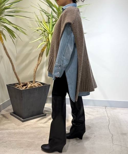 LE PHIL(ルフィル)の「◆Vネックニットジレ(ベスト・レディース・ブラウン/グレー/ブラック・F)」の10枚目の写真