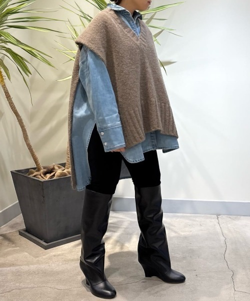 LE PHIL(ルフィル)の「◆Vネックニットジレ(ベスト・レディース・ブラウン/グレー/ブラック・F)」の11枚目の写真