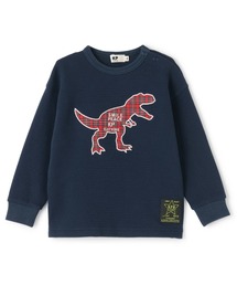 KP BOY（ケーピーボーイ）の「チェック恐竜アップリケ ワッフル長袖Tシャツ（Tシャツ/カットソー）」