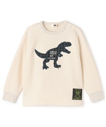 KP BOY（ケーピーボーイ）の「チェック恐竜アップリケ ワッフル長袖Tシャツ（Tシャツ/カットソー）」