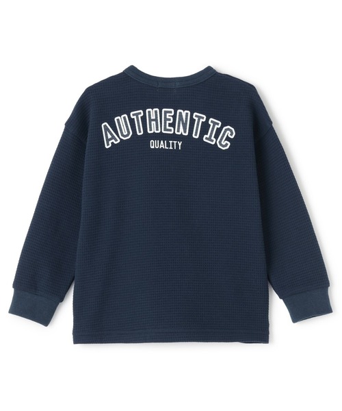 KP BOY(ケーピーボーイ)の「チェック恐竜アップリケ ワッフル長袖Tシャツ(Tシャツ/カットソー・キッズ・オフホワイト/ネイビー・90cm/110cm/100cm/120cm/130cm)」の10枚目の写真