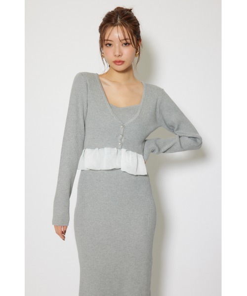 ペプラムカーデセットキャミワンピース 秋服 冬服（ワンピース