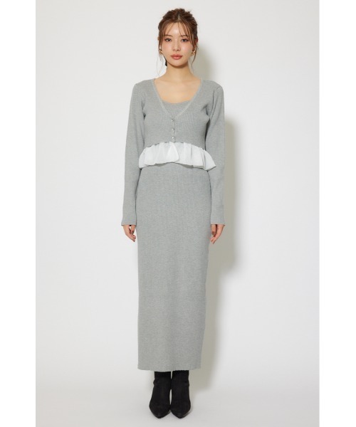 ペプラムカーデセットキャミワンピース 秋服 冬服（ワンピース