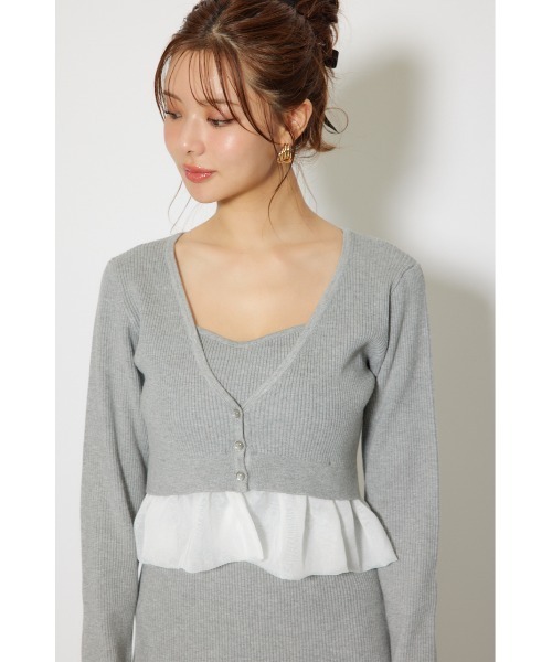 ペプラムカーデセットキャミワンピース 秋服 冬服（ワンピース