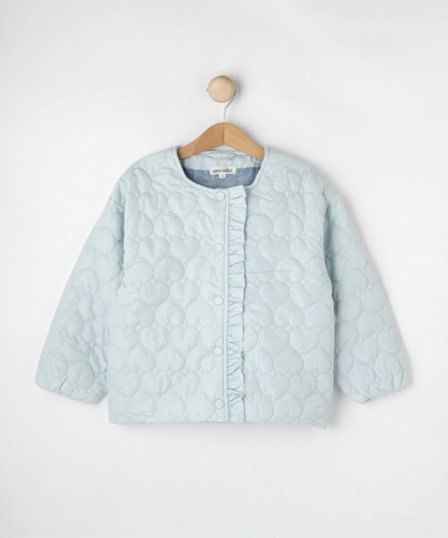 SHOO・LA・RUE（シューラルー）の「【100-150cm】ハートキルトノーカラーブルゾン（ブルゾン・キッズ・ピンク/サックスブルー/ブラック・10/11/12/13/14/15 ）」の2枚目の写真