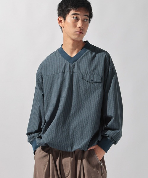 niko and...(ニコアンド)の「レトロチェック布帛プルオーバー(Tシャツ/カットソー・メンズ・ネイビー/ベージュ・LARGE/MEDIUM)」の7枚目の写真