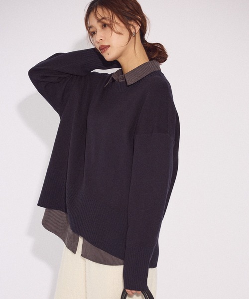 Green　Parks（グリーンパークス）の「ふわもっちニットプルオーバー（ニット/セーター・レディース・モカ/イエロー/ネイビー/パープル/ボルドー/オフホワイト/杢グレー/その他7・FREE）」の5枚目の写真