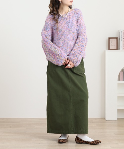 crossi(クロッシー)の「Crossi ミックスカラーシャギーニットプルオーバー(ニット/セーター・レディース・パープル/ホワイト/グレー・FREE)」の5枚目の写真