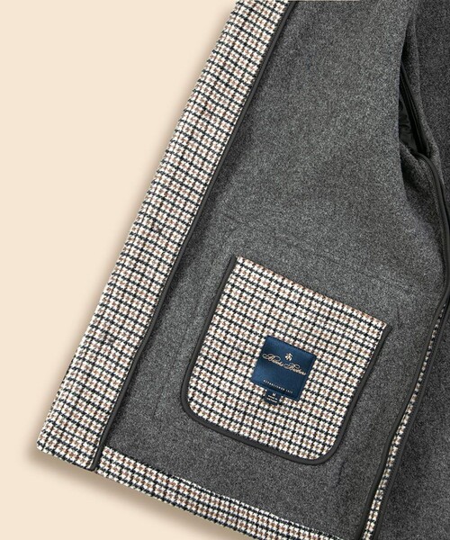 BROOKS BROTHERS(ブルックスブラザーズ)の「ウール/ポリエステル ダブルフェイス ガンクラブチェック ウォーキングコート(カバーオール・メンズ・ベージュ・SMALL/LARGE/MEDIUM)」の5枚目の写真