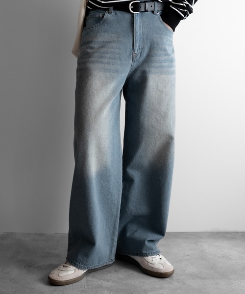 RUUBON(ルーボン)の「【RUUBON】vintage washed straight denim pants / ヴィンテージ ウォッシュド ストレートデニムパンツ(デニムパンツ・メンズ・インディゴブルー/サックスブルー/ブラック/ライトグレー・L/M/S)」の3枚目の写真