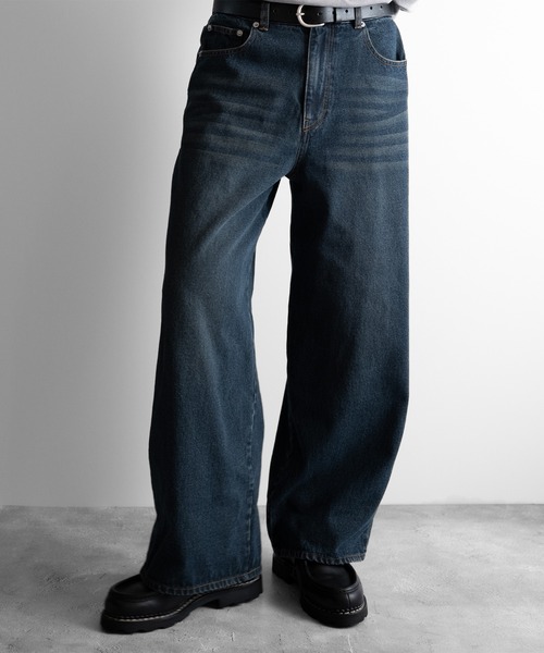 RUUBON(ルーボン)の「【RUUBON】vintage washed straight denim pants / ヴィンテージ ウォッシュド ストレートデニムパンツ(デニムパンツ・メンズ・インディゴブルー/サックスブルー/ブラック/ライトグレー・L/M/S)」の4枚目の写真