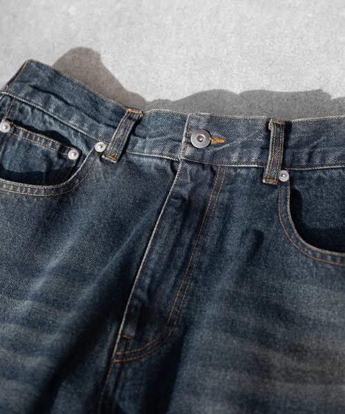 RUUBON(ルーボン)の「【RUUBON】vintage washed straight denim pants / ヴィンテージ ウォッシュド ストレートデニムパンツ(デニムパンツ・メンズ・インディゴブルー/サックスブルー/ブラック/ライトグレー・L/M/S)」の13枚目の写真
