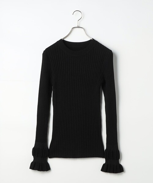 fredy couleur（フレディクルール）の「袖口フリルリブニット（ニット/セーター・レディース・オフホワイト/チャコールグレー/ブラック・38）」の3枚目の写真