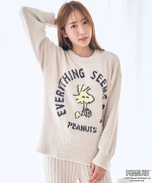 PEANUTS スヌーピー フェイス ニット 長袖 上下セット（ルームウェア