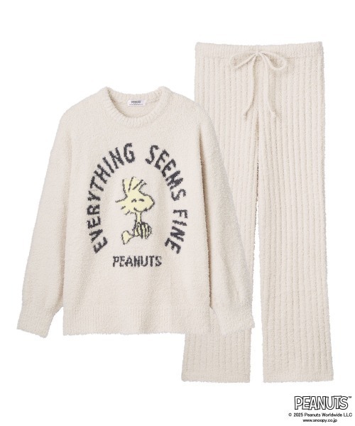 PEANUTS スヌーピー フェイス ニット 長袖 上下セット（ルームウェア