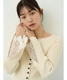 LAGUNAMOON（ラグナムーン）の「レーススリーブニットプルオーバー（ニット/セーター）」