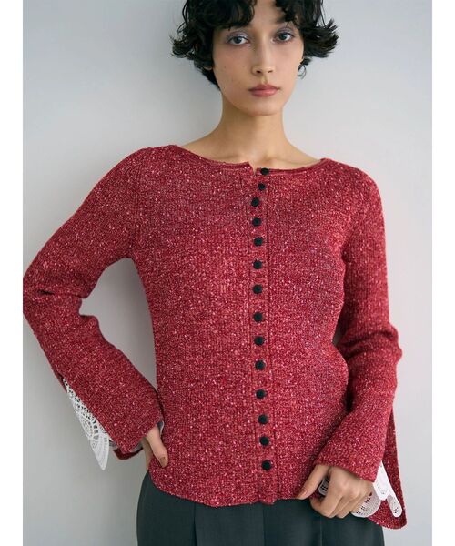 LAGUNAMOON（ラグナムーン）の「レーススリーブニットプルオーバー（ニット/セーター・レディース・レッド/ブラック/アイボリー・FREE）」の19枚目の写真