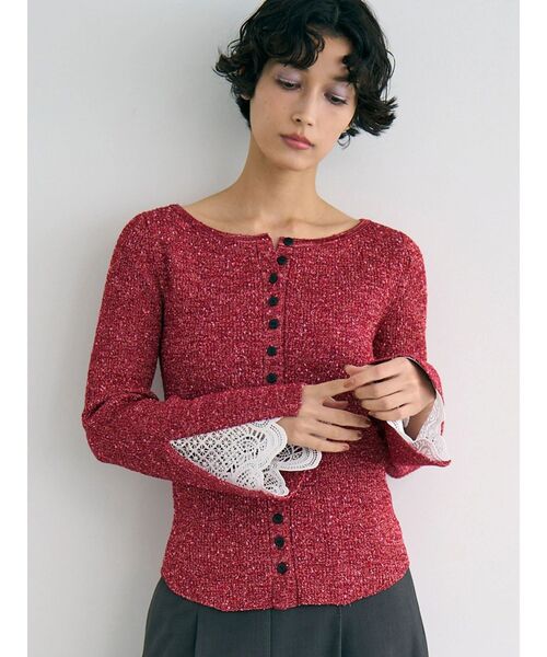 LAGUNAMOON（ラグナムーン）の「レーススリーブニットプルオーバー（ニット/セーター・レディース・レッド/ブラック/アイボリー・FREE）」の20枚目の写真