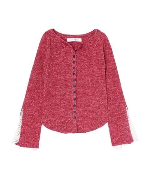 LAGUNAMOON（ラグナムーン）の「レーススリーブニットプルオーバー（ニット/セーター・レディース・レッド/ブラック/アイボリー・FREE）」の6枚目の写真