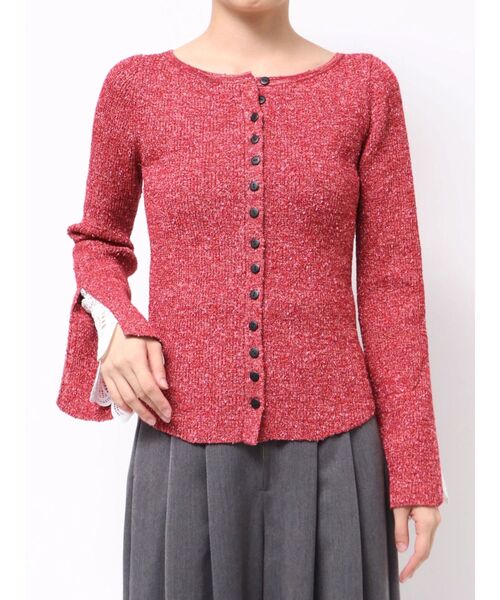 LAGUNAMOON（ラグナムーン）の「レーススリーブニットプルオーバー（ニット/セーター・レディース・レッド/ブラック/アイボリー・FREE）」の8枚目の写真