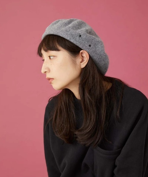 CPH（シーピーエイチ）の「CPH/シーピーエイチ/BERET SOLID WOOL/611WO（ハンチング/ベレー帽・メンズ・グレー/ブラック・F）」の3枚目の写真