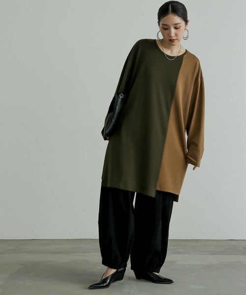 n'OrLABEL(ノアールレーベル)の「『身頃切替タック袖T長袖』(Tシャツ/カットソー・レディース・ブラック/カーキ/グレー・FREE)」の10枚目の写真