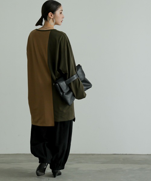 n'OrLABEL(ノアールレーベル)の「『身頃切替タック袖T長袖』(Tシャツ/カットソー・レディース・ブラック/カーキ/グレー・FREE)」の11枚目の写真