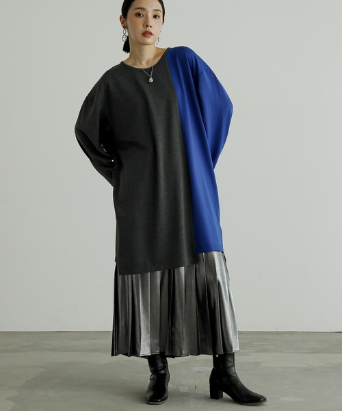 n'OrLABEL(ノアールレーベル)の「『身頃切替タック袖T長袖』(Tシャツ/カットソー・レディース・ブラック/カーキ/グレー・FREE)」の14枚目の写真