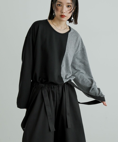 n'OrLABEL(ノアールレーベル)の「『身頃切替タック袖T長袖』(Tシャツ/カットソー・レディース・ブラック/カーキ/グレー・FREE)」の17枚目の写真