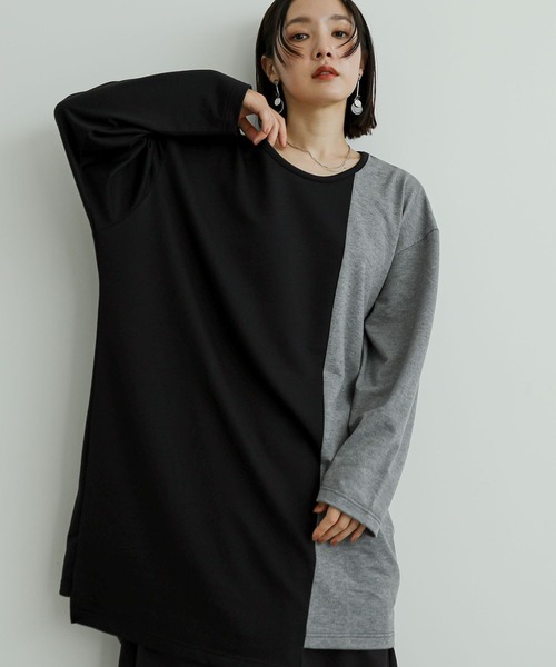 n'OrLABEL(ノアールレーベル)の「『身頃切替タック袖T長袖』(Tシャツ/カットソー・レディース・ブラック/カーキ/グレー・FREE)」の18枚目の写真