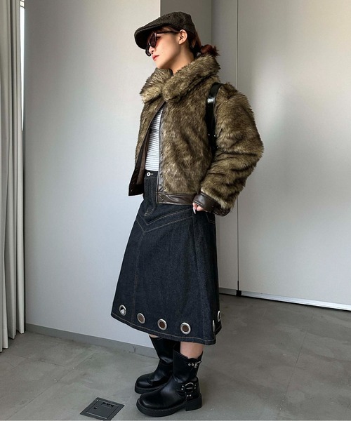 sedacle girl(セダクルガール)の「フェイクファーショートブルゾン(ブルゾン・レディース・ブラウン/レオパード/ダークグレー・FREE)」の17枚目の写真