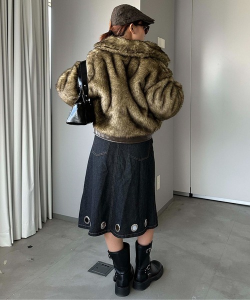 sedacle girl(セダクルガール)の「フェイクファーショートブルゾン(ブルゾン・レディース・ブラウン/レオパード/ダークグレー・FREE)」の18枚目の写真