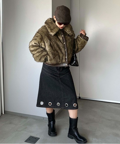 sedacle girl(セダクルガール)の「フェイクファーショートブルゾン(ブルゾン・レディース・ブラウン/レオパード/ダークグレー・FREE)」の19枚目の写真