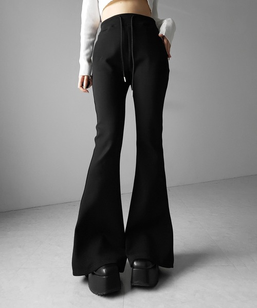 me+em select(ミームセレクト)の「【 2color 】ハイウエストワンホンスウェットフレアパンツ / high waist wanghong sweat flare pants(スウェットパンツ・レディース・グレー/ブラック・FREE)」の19枚目の写真