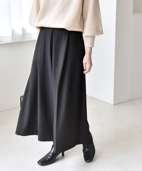 quaranciel:〈洗濯機可能〉ウォーム タック ワイド キュロット パンツ