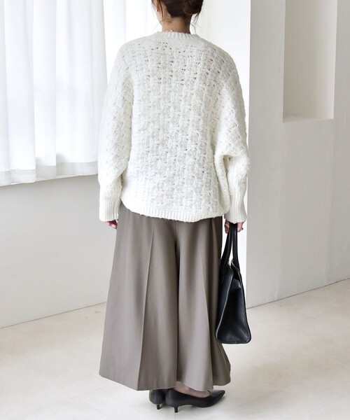 quaranciel:〈洗濯機可能〉ウォーム タック ワイド キュロット パンツ