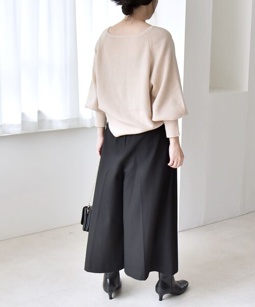 quaranciel(カランシエル)の「quaranciel:〈洗濯機可能〉ウォーム タック ワイド キュロット パンツ(その他パンツ・レディース・ブラック/チャコールグレー・40/38/36)」の10枚目の写真