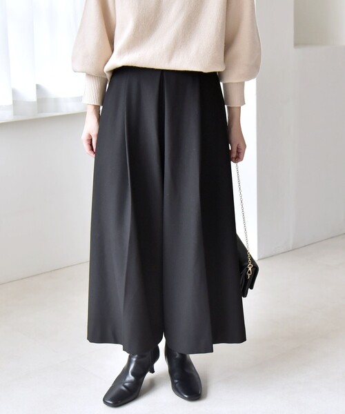 quaranciel(カランシエル)の「quaranciel:〈洗濯機可能〉ウォーム タック ワイド キュロット パンツ(その他パンツ・レディース・ブラック/チャコールグレー・40/38/36)」の14枚目の写真